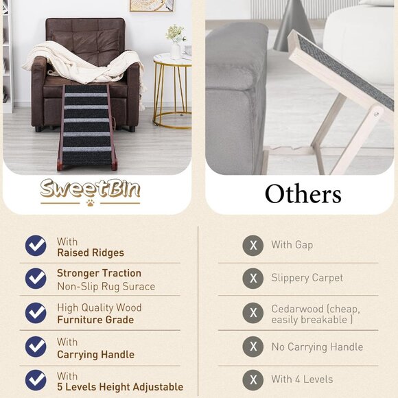 Wooden Adjustable Pet Ramp for All Dogs and Cats - Picture 6 of 9